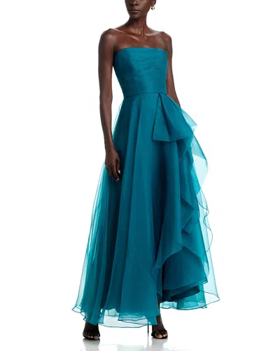 Theia Teresa Draped Gown In Blue