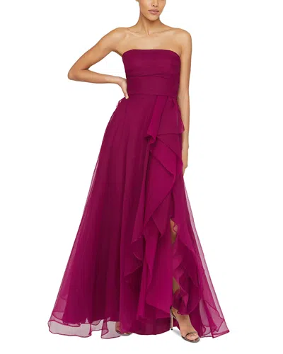 Theia Teresa Draped Gown In Burgundy