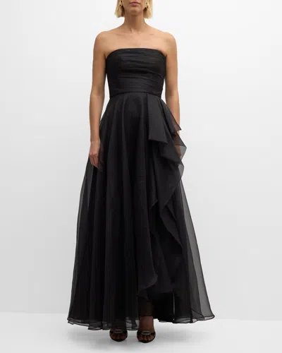 THEIA TERESA DRAPED STRAPLESS GOWN