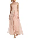 Theia Teresa Strapless Draped Gown In Blush In Gold