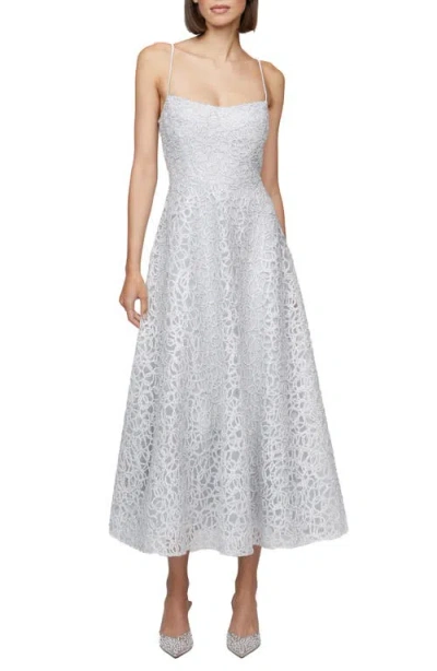 Theia Tulle Midi Dress In French Silver