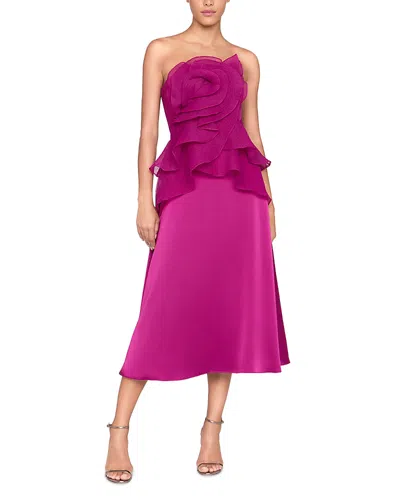 Theia Victoria Draped Rose Cocktail Dress In Pink