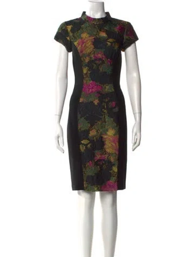 Pre-owned Theia Vintage Knee-length Dress In Black