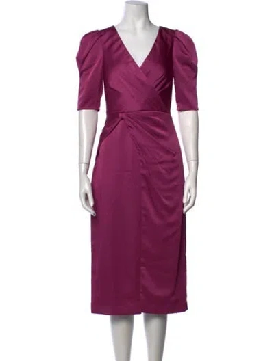 Pre-owned Theia V-neck Knee-length Dress W/ Tags In Purple