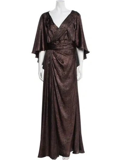 Pre-owned Theia V-neck Long Dress