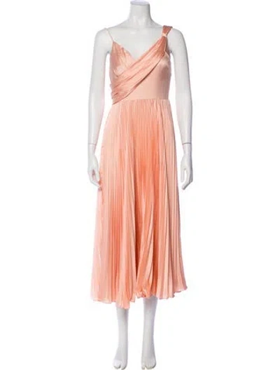 Pre-owned Theia V-neck Long Dress In Pink