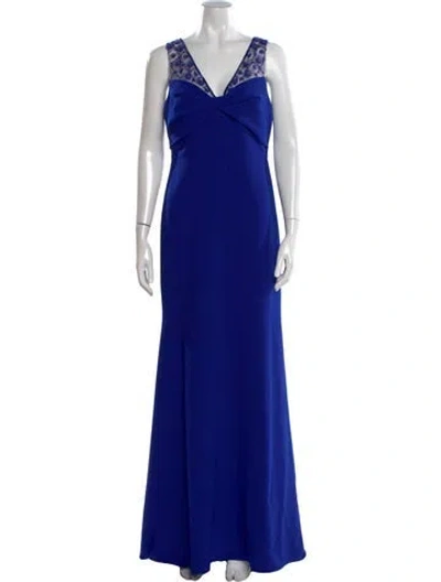 Pre-owned Theia V-neck Long Dress W/ Tags In Blue