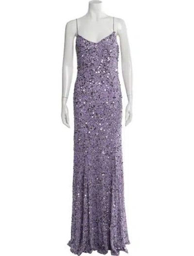 Pre-owned Theia V-neck Long Dress W/ Tags In Purple