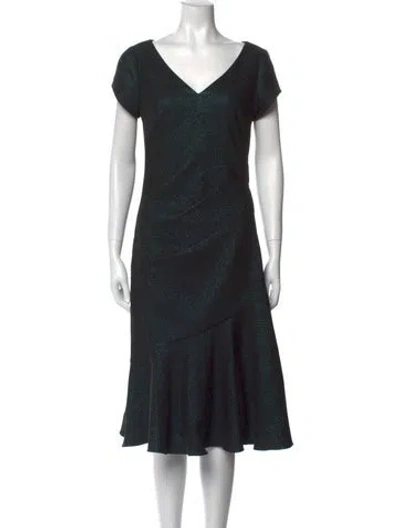 Pre-owned Theia V-neck Midi Length Dress W/ Tags