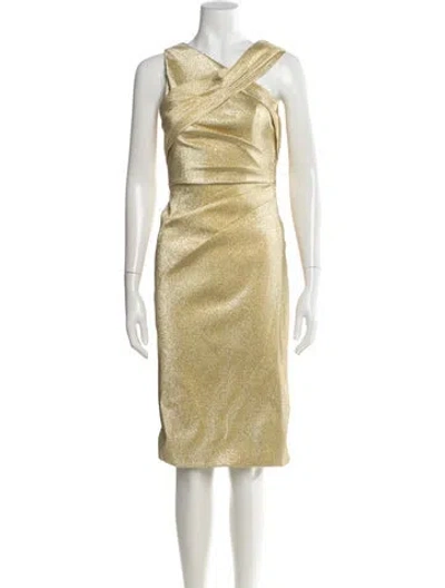 Pre-owned Theia V-neck Midi Length Dress W/ Tags