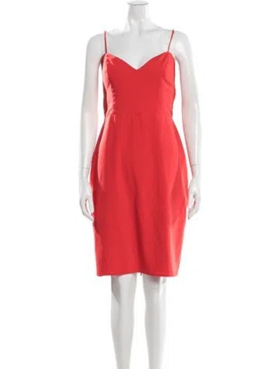Pre-owned Theia V-neck Mini Dress In Red