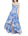Theia Wendy Bubble Hem Gown In Cornflower