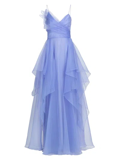 Theia Women's Adessia Strapless Tiered Gown In Blue
