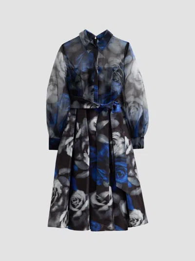 Theia Women's Agatha Floral Organza Shirtdress In Multi
