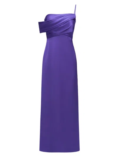 Theia Women's Alaina One-shoulder Satin Gown In Electric Violet