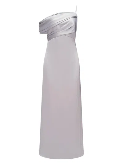 Theia Women's Alaina One-shoulder Satin Gown In Silver Shade
