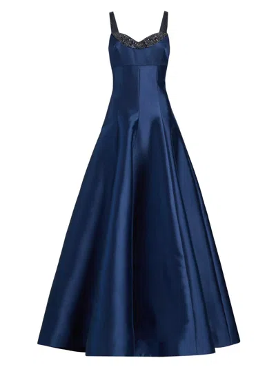 Theia Women's Alba Embellished Peekaboo Gown In Blue