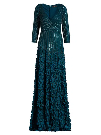 Theia Women's Arabella Beaded A-line Gown In Blue