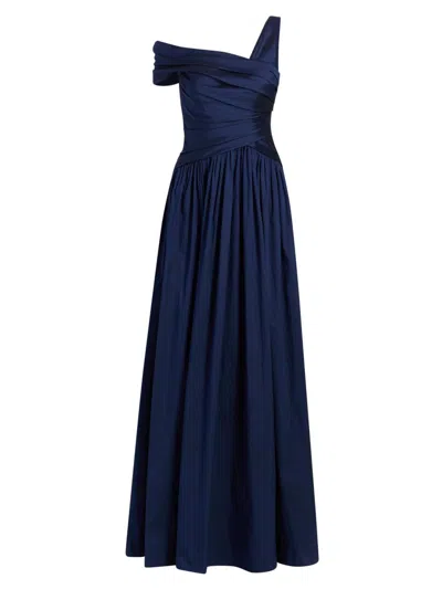 Theia Women's Avery Asymmetric Taffeta Gown In Blue