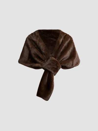 Theia Women's Ayana Faux-mink Cape In Brown