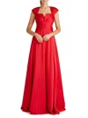 Theia Women's Calista Satin Faux Wrap A-line Gown In Red