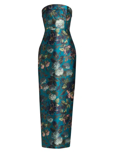 Theia Women's Cleo Strapless Column Gown In Blue