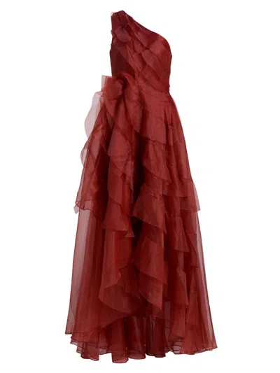 Theia Women's Daniela Tiered Ruffle High-low Gown In Red