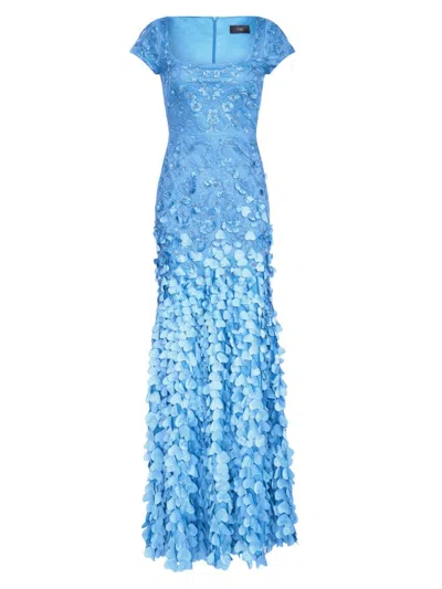 Theia Women's Dawn Beaded Floral Gown In Airy Blue