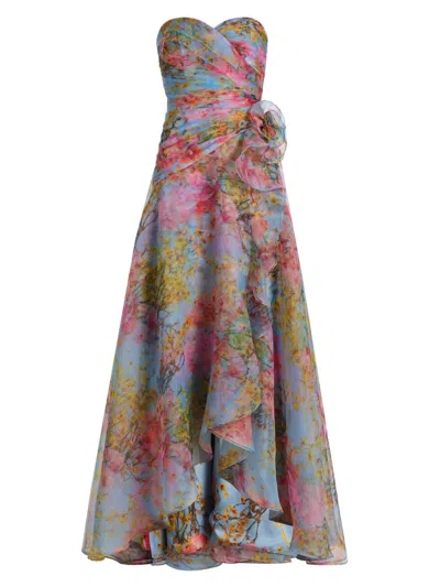 Theia Women's Eloise High-low Strapless Gown In Multi