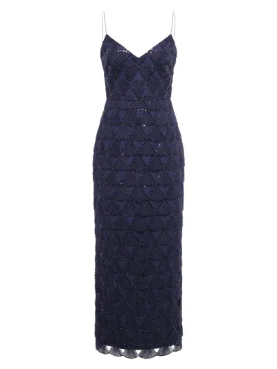 Theia Elsy Beaded Tulle Cocktail Dress In Multi