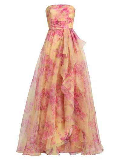 Theia Women's Fahreta Organza Strapless Gown In Orange