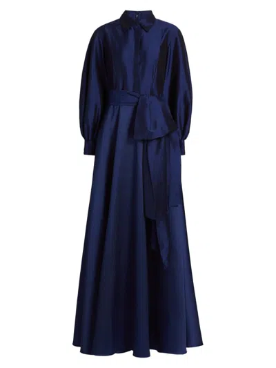 Theia Frieda Shirtdress Gown In Blue