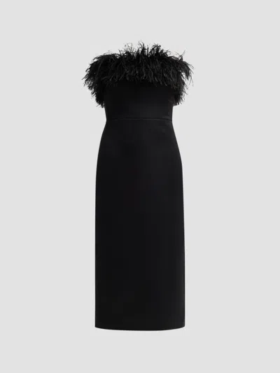 Theia Women's Ginger Feather-trimmed Sheath Dress In Black