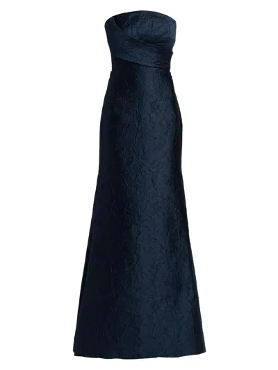 Theia Women's Harlow Jacquard Strapless Gown In Blue