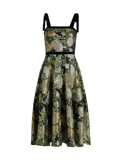 Theia Women's Joni Velvet Bow Strap A-line Cocktail Dress In Multi