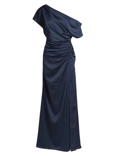 Theia Women's Kacey Ruched Asymmetrical Gown In Blue