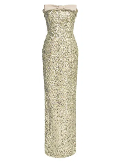 Theia Women's Lacie Sequined Column Gown In Gold