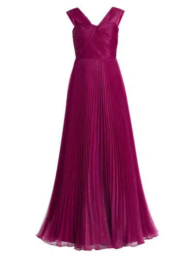 Theia Women's Laurel Pleated Organza Gown In Purple