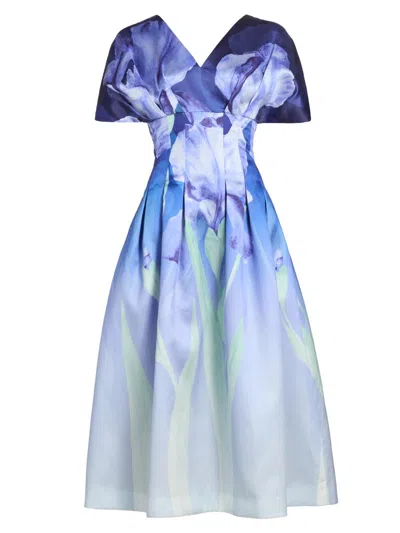 Theia Women's Luretta Contoured Waist Midi-dress In Multi