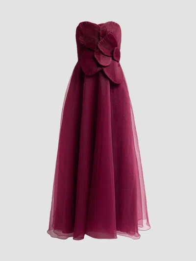 Theia Women's Lyon Organza Rose Strapless Gown In Purple