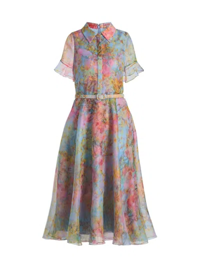 Theia Women's Marcel Floral Organza Midi-shirtdress In Multi