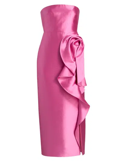 Theia Marla Sculptural Drape Dress In Pink