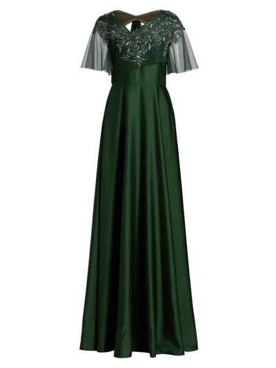 Theia Women's Nerissa Beaded A-line Gown In Green