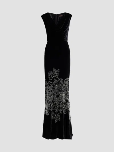 Theia Women's Ophelia Beaded Velvet Gown In Black