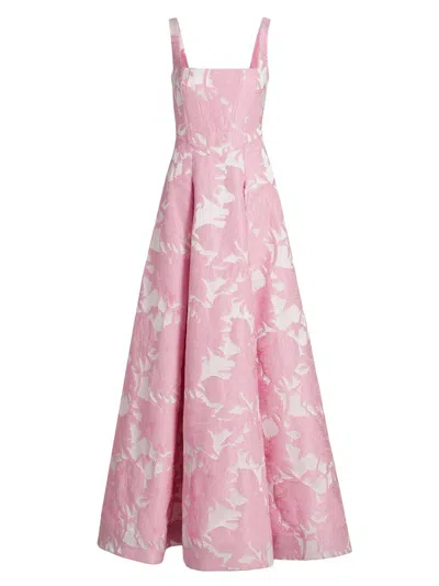 Theia Women's Soleil Basque Waist Jacquard Gown In Pink