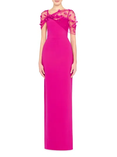 Theia Women's Sophia Beaded Shawl Gown In Orange