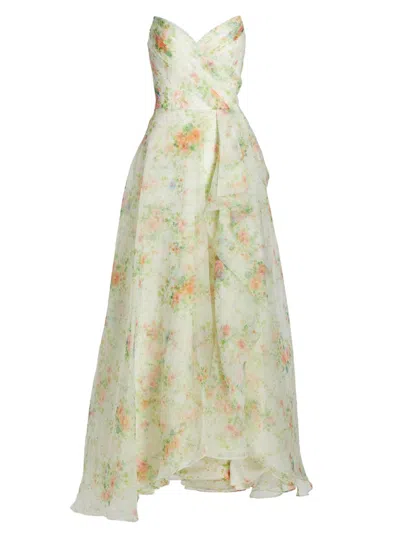 Theia Tanya Organza A-line Gown In Green