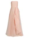 Theia Teresa Strapless Draped Gown In Blush