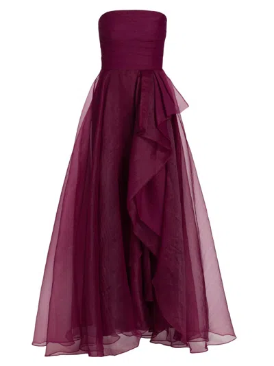 Theia Women's Teresa Draped Tulle Gown In Burgundy