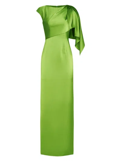 Theia Women's Tilly Satin Draped Column Gown In Paradise Green